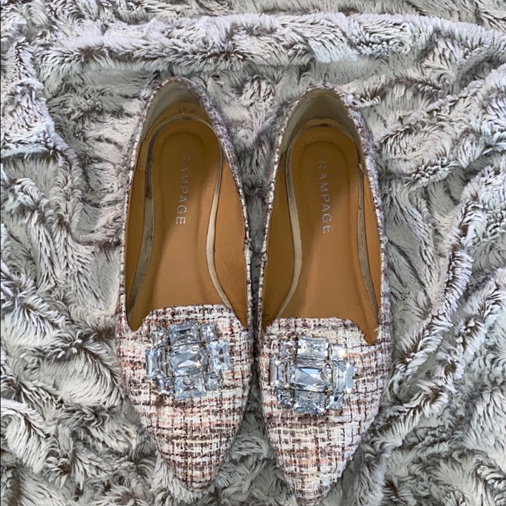 Rampage coolsie tweed crystal pointed toe flats